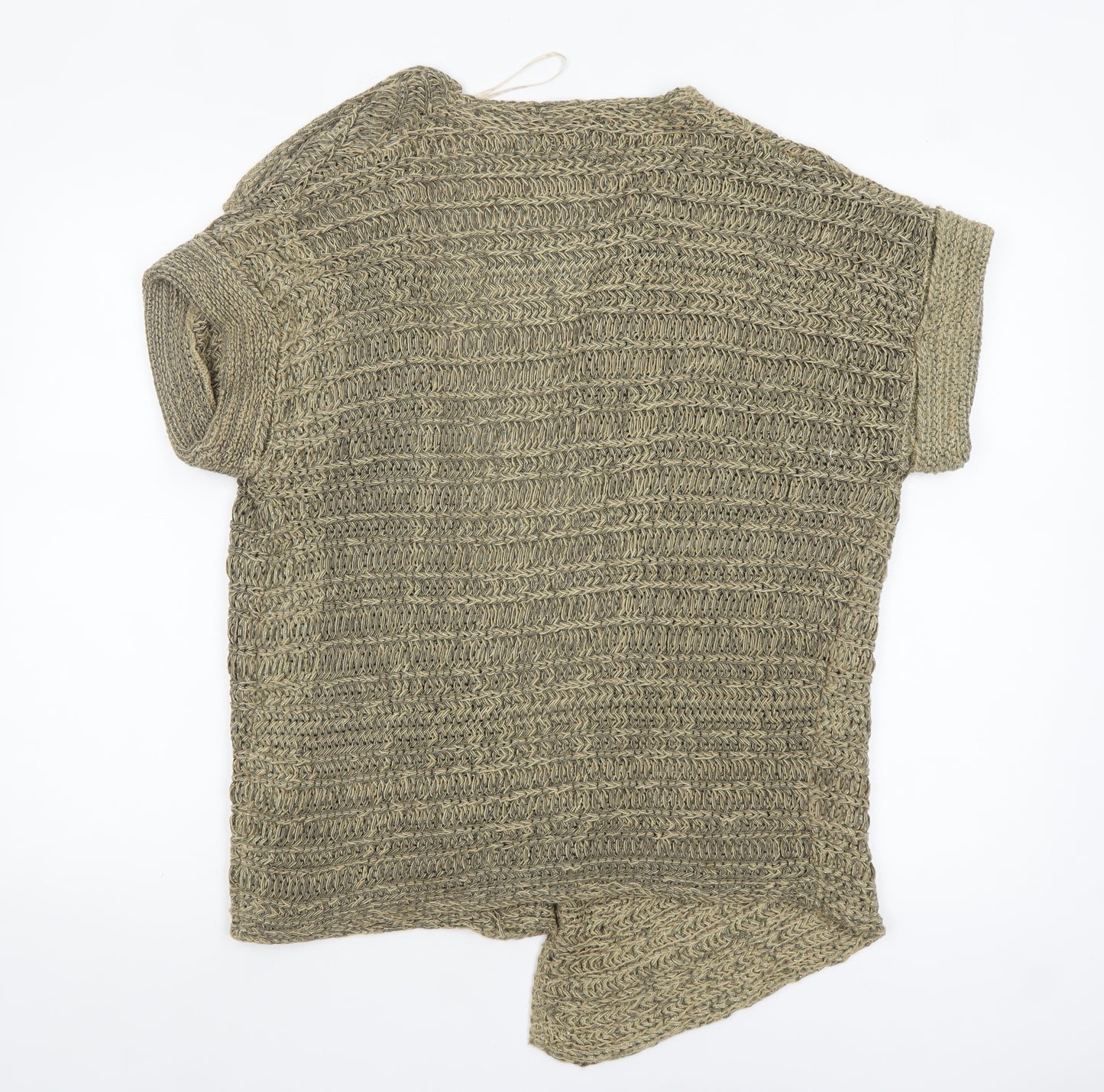 Marks and Spencer Per Una Women Beige Open Knit Cardigan L Metallic Blend