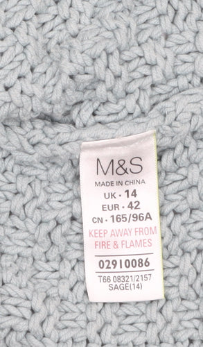 Marks and Spencer Women’s Green Knit Cardigan Size 14 Cotton Blend