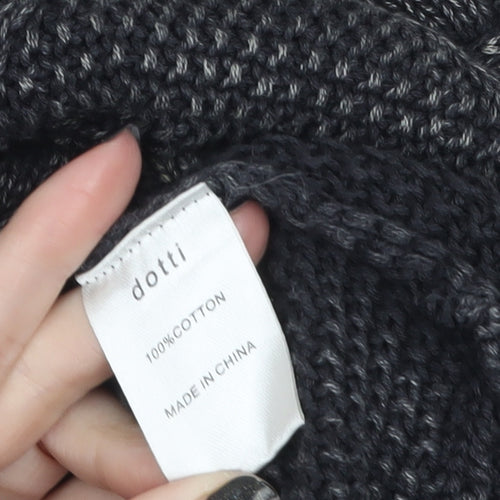 Dotti Women Grey Cable-Knit Cotton Relaxed Pullover Jumper Size L