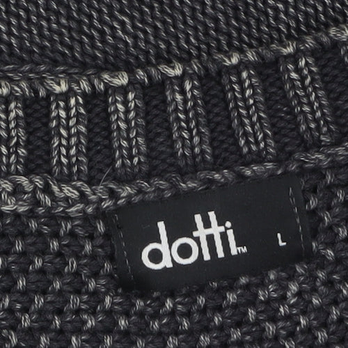 Dotti Women Grey Cable-Knit Cotton Relaxed Pullover Jumper Size L