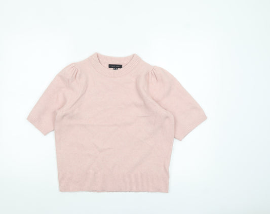 New Look Womens Pink Short Sleeve Crew Neck Puff Jumper Size 10