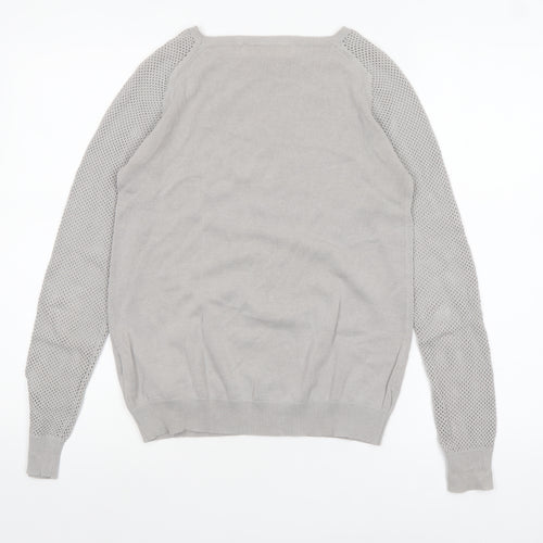 Zara Knit Women's Grey Cotton Crew Neck Long Sleeve Pullover Jumper Size 8