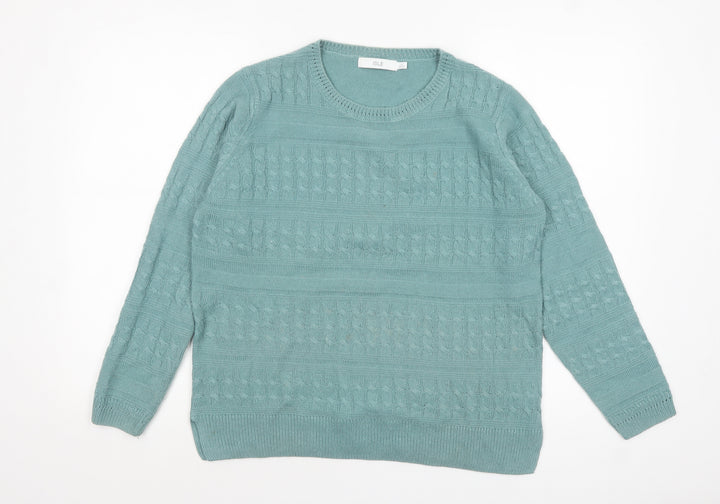 ISLE Womens Green Cable Knit Pullover Jumper Size 14-16