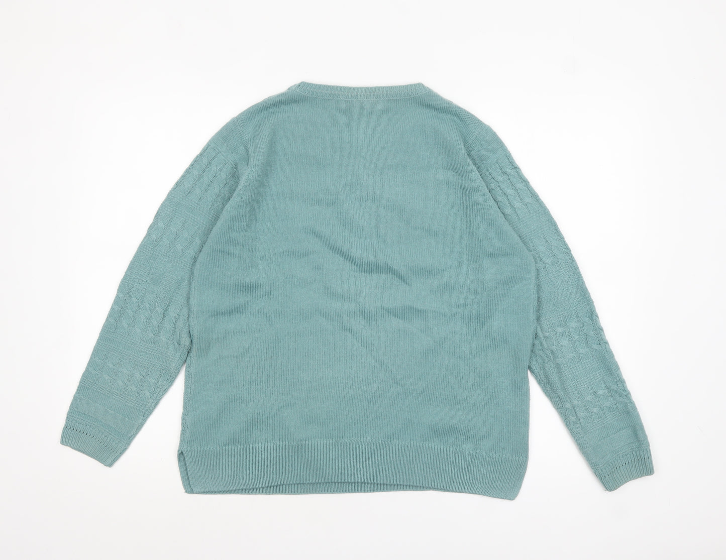 ISLE Womens Green Cable Knit Pullover Jumper Size 14-16