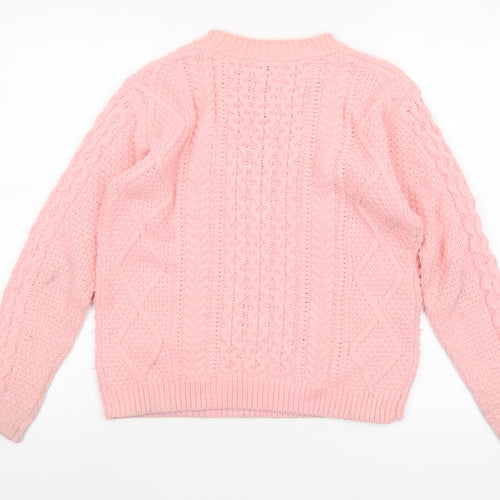 Warehouse Women Pink Cable Knit Acrylic Jumper UK 10