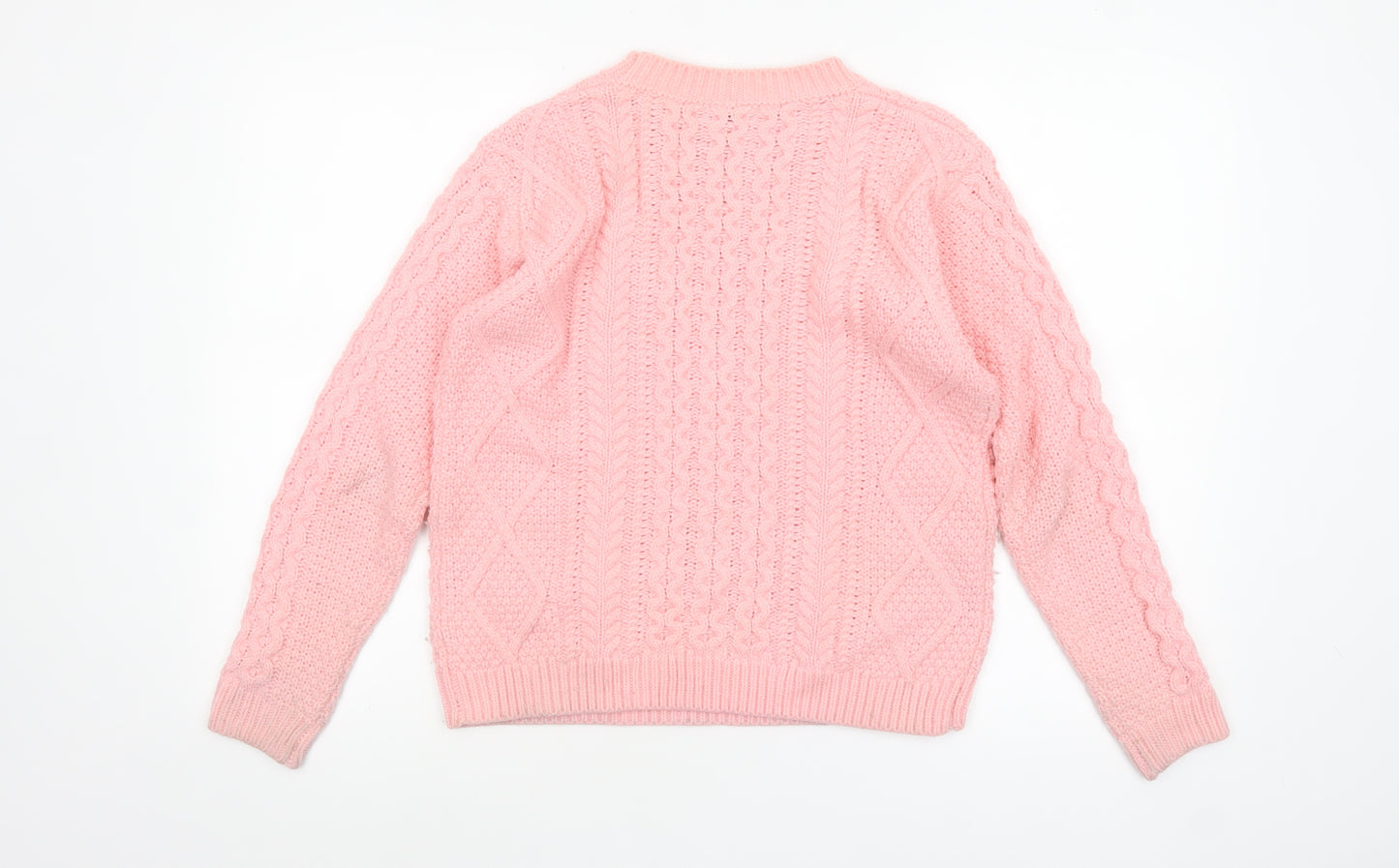Warehouse Women Pink Cable Knit Acrylic Jumper UK 10