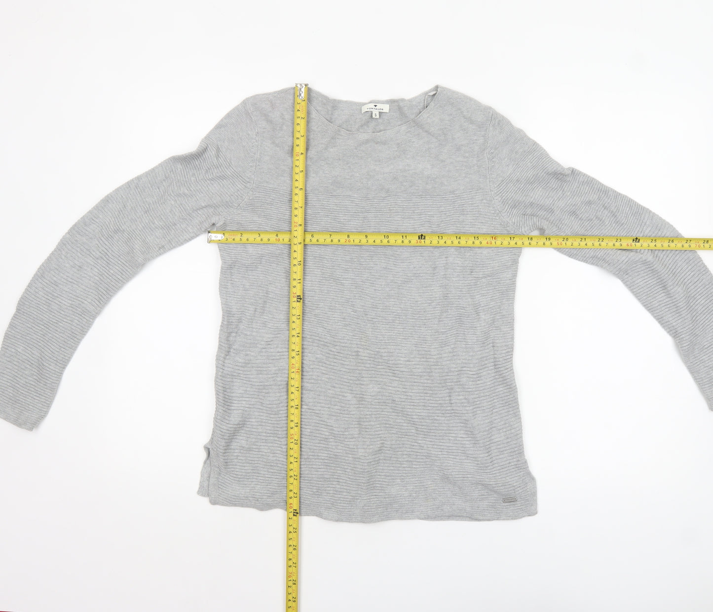 Tom Tailor Women's Grey Cotton Crew Neck Jumper Size S