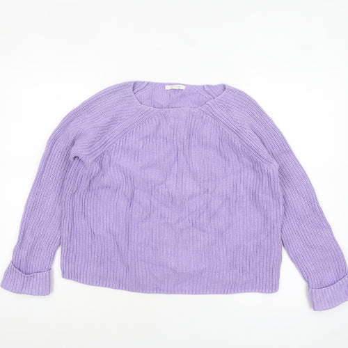 White Stuff Women’s Purple Cotton Chunky Knit Jumper UK 10