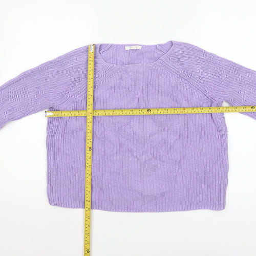White Stuff Women’s Purple Cotton Chunky Knit Jumper UK 10