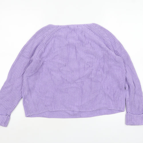 White Stuff Women’s Purple Cotton Chunky Knit Jumper UK 10