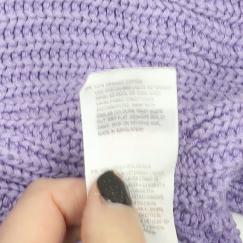 White Stuff Women’s Purple Cotton Chunky Knit Jumper UK 10