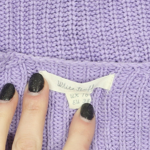 White Stuff Women’s Purple Cotton Chunky Knit Jumper UK 10