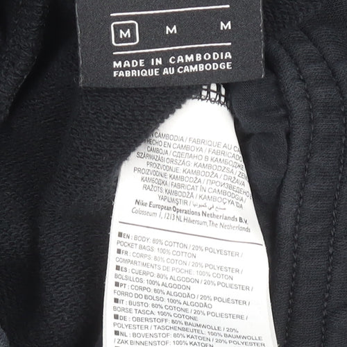Nike Womens Black Wide-Leg Sweatpants M Cotton Blend Drawstring Activewear
