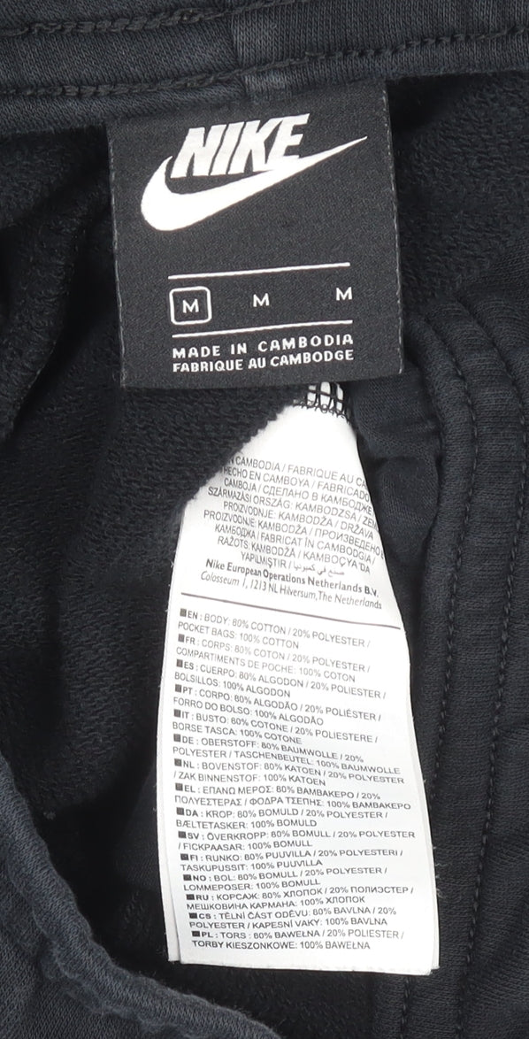 Nike Womens Black Wide-Leg Sweatpants M Cotton Blend Drawstring Activewear