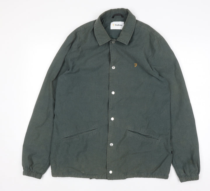 Farah Men’s Green Cotton Coach Jacket Size M Casual Classic