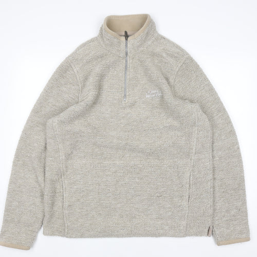 Weird Fish Men's Beige XL 1/4 Zip Pullover Fleece Sweatshirt