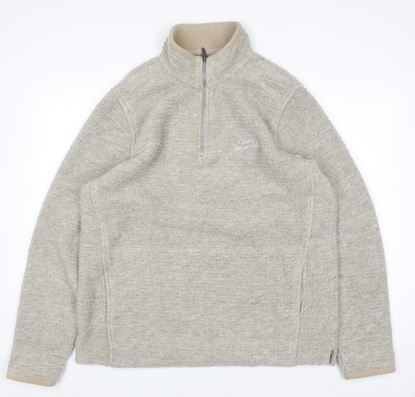 Weird Fish Men's Beige XL 1/4 Zip Pullover Fleece Sweatshirt