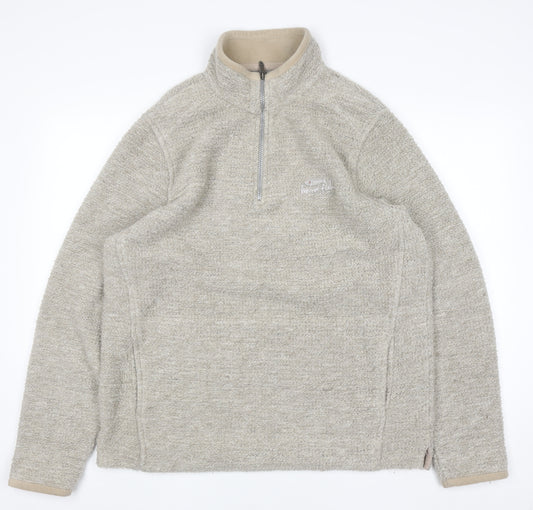 Weird Fish Men's Beige XL 1/4 Zip Pullover Fleece Sweatshirt