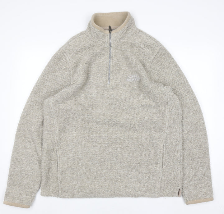 Weird Fish Men's Beige XL 1/4 Zip Pullover Fleece Sweatshirt