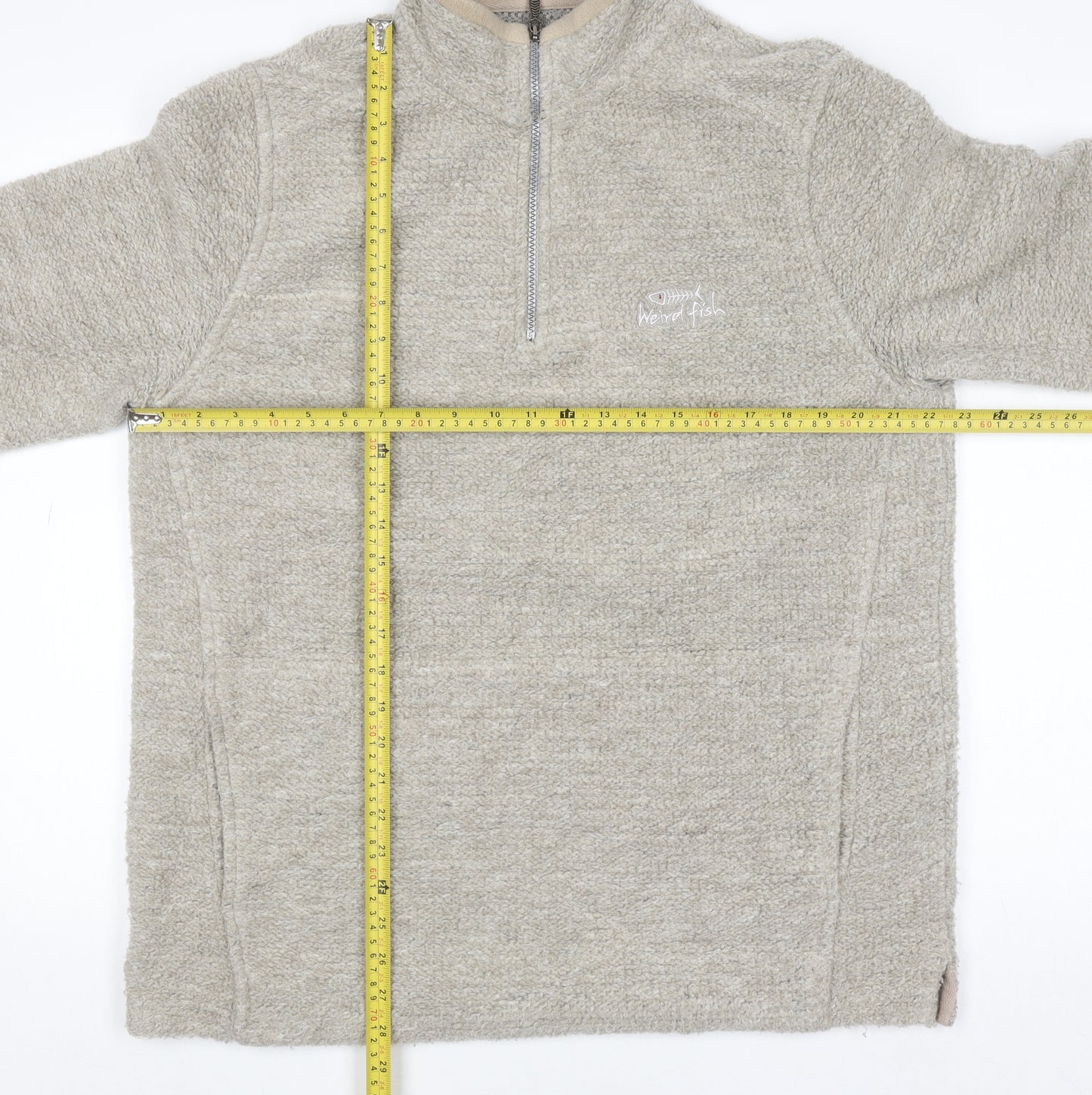 Weird Fish Men's Beige XL 1/4 Zip Pullover Fleece Sweatshirt