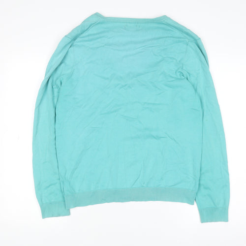 Tommy Hilfiger Women's Green V-Neck Cotton Blend Jumper XL