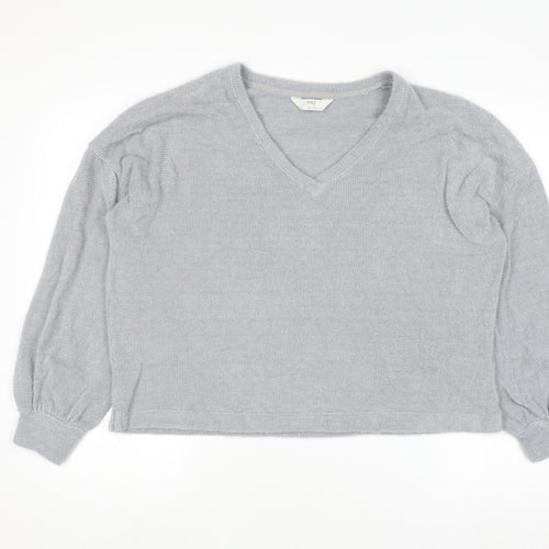 Marks and Spencer Womens Grey V-Neck Knit Pullover Jumper L