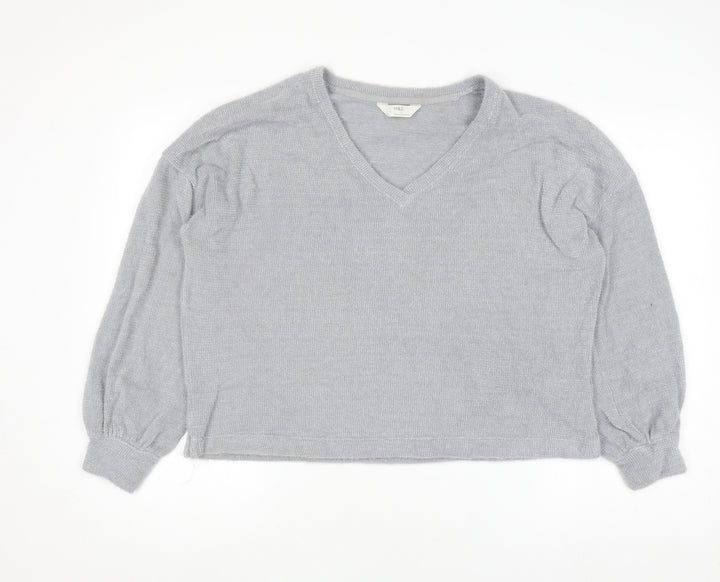 Marks and Spencer Womens Grey V-Neck Knit Pullover Jumper L