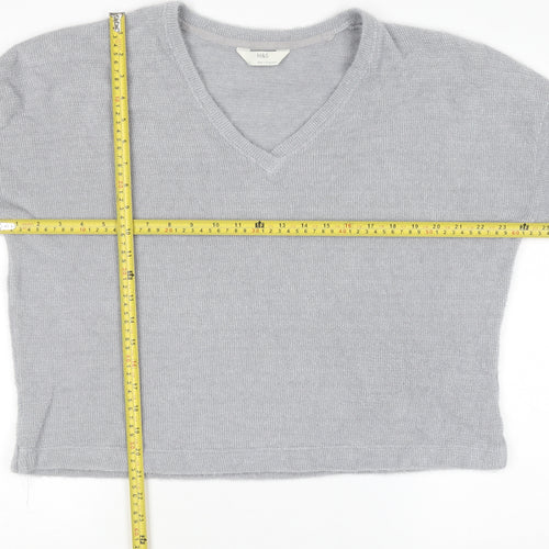 Marks and Spencer Womens Grey V-Neck Knit Pullover Jumper L