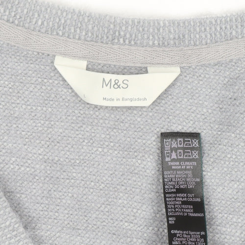 Marks and Spencer Womens Grey V-Neck Knit Pullover Jumper L
