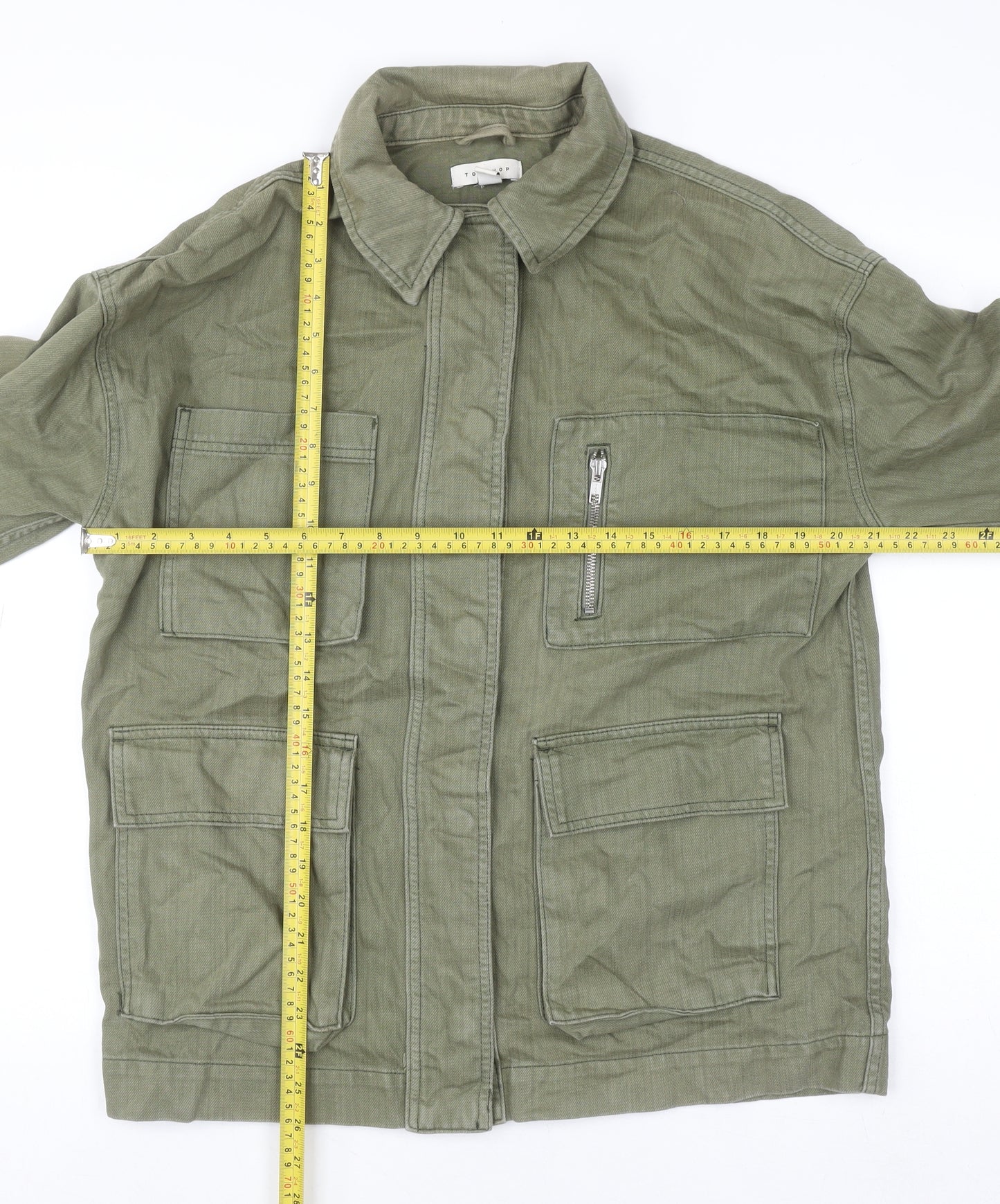 Topshop Women’s Green Cotton Military Jacket Size S