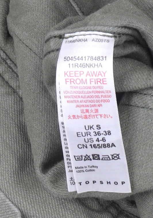 Topshop Women’s Green Cotton Military Jacket Size S
