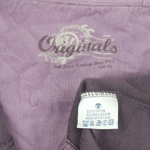 Originals Women Purple 1/4 Zip Pullover Sweatshirt Size 16 Cotton Blend