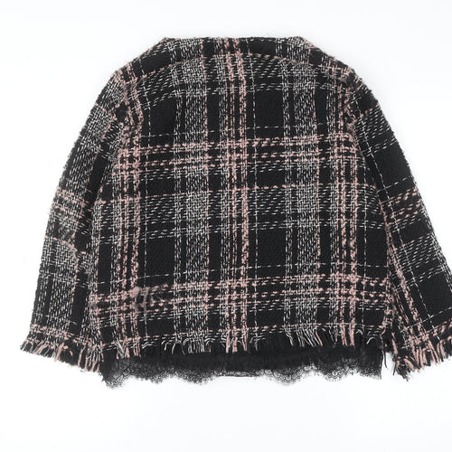 Zara Women Black Check Tweed Pullover Jumper Size L