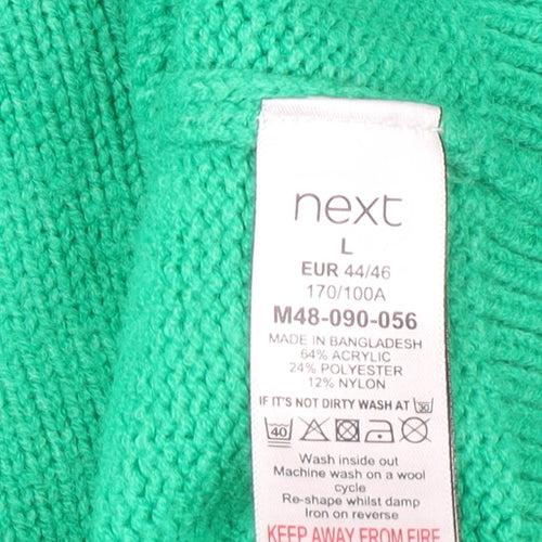 Next Women Green Crew Neck Puff Sleeve Pullover Jumper L