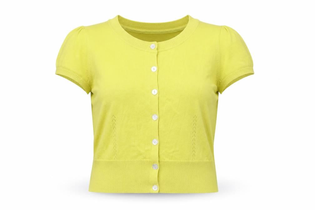 Laura Ashley Women Green Cropped Button-Up Short Sleeve Top Size 14