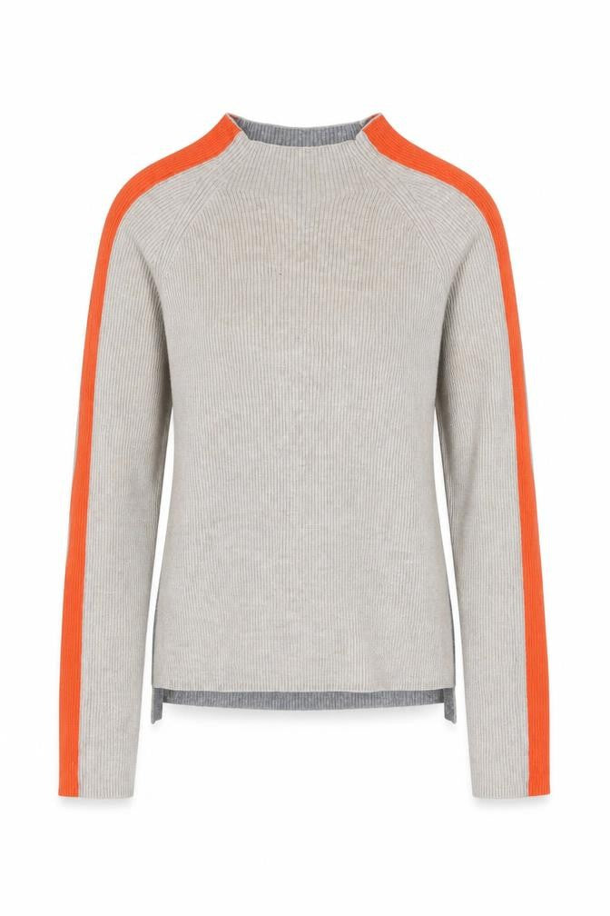 Front view of White Stuff Women's Beige High Neck Wool Mix Jumper, size S