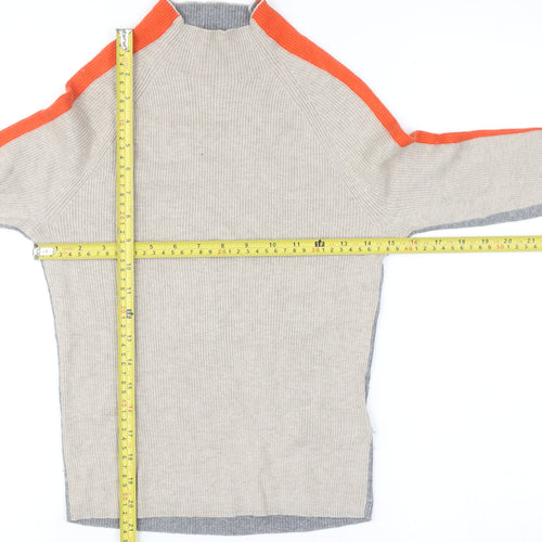 White Stuff Women's Beige High Neck Wool Mix Jumper Size S