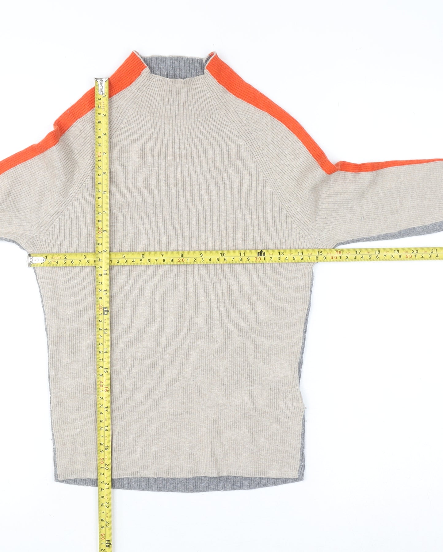 White Stuff Women's Beige High Neck Wool Mix Jumper Size S