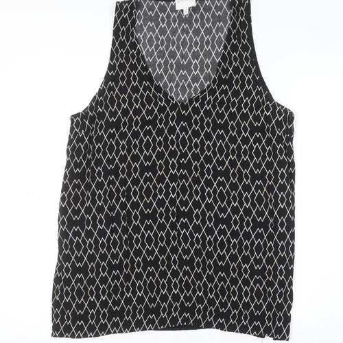 Witchery Women's Black Geometric Viscose Sleeveless Tank Top Size 14