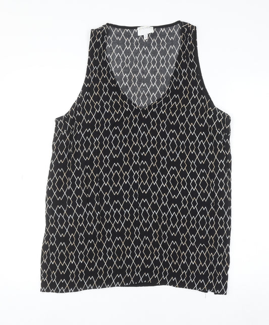 Witchery Women's Black Geometric Viscose Sleeveless Tank Top Size 14