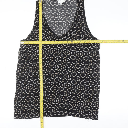 Witchery Women's Black Geometric Viscose Sleeveless Tank Top Size 14