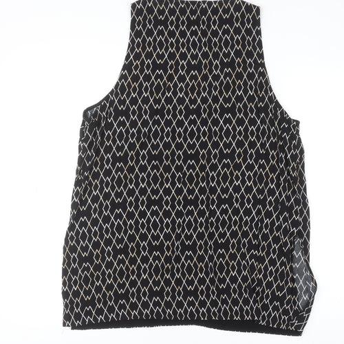 Witchery Women's Black Geometric Viscose Sleeveless Tank Top Size 14