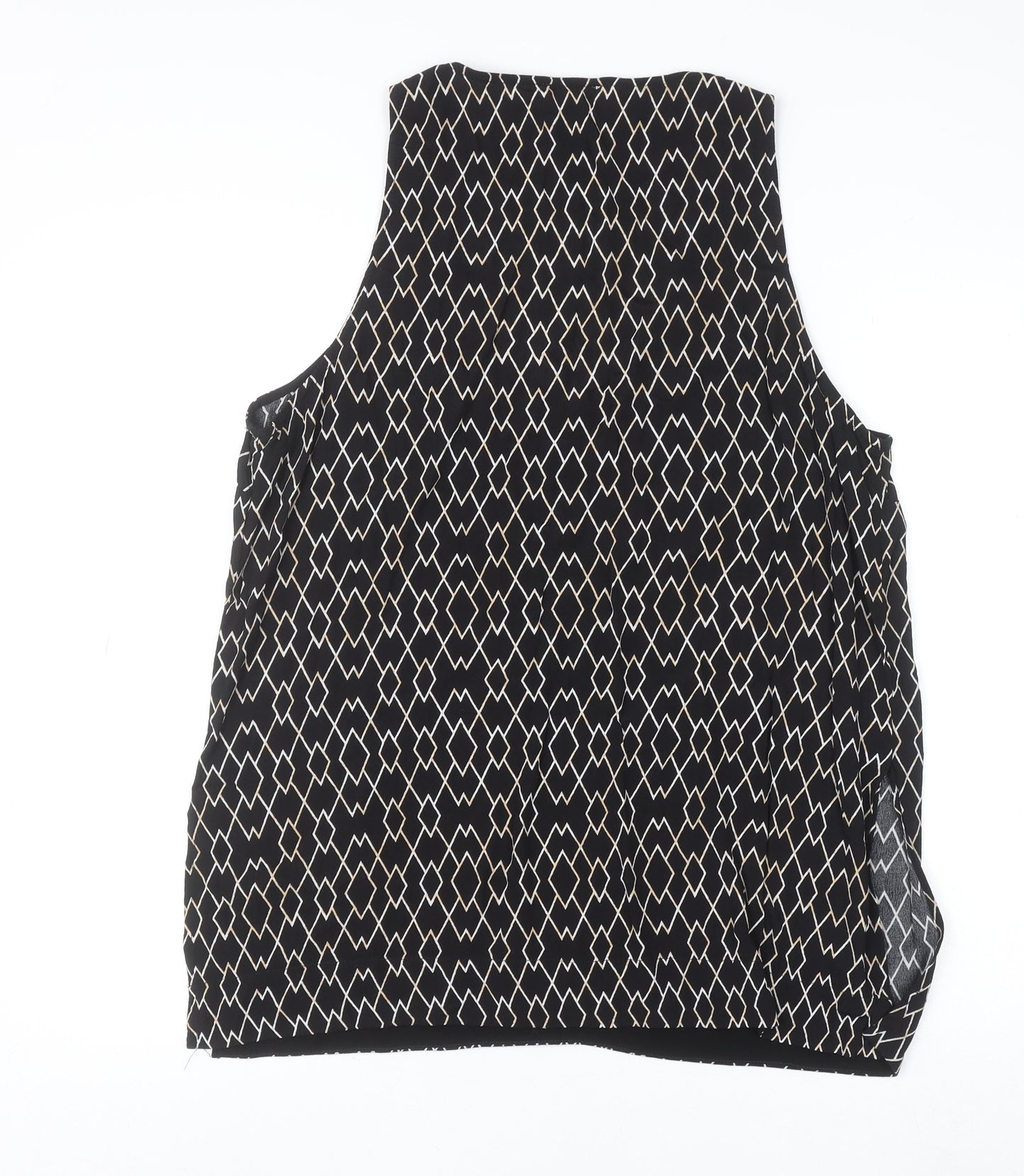 Witchery Women's Black Geometric Viscose Sleeveless Tank Top Size 14