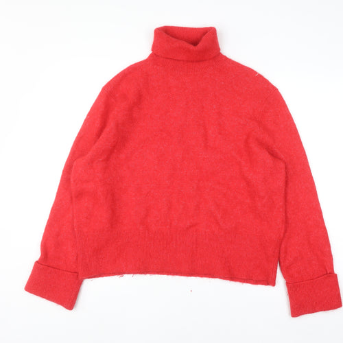 & Other Stories Women's Red Alpaca Wool Roll Neck Jumper M