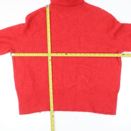 & Other Stories Women's Red Alpaca Wool Roll Neck Jumper M