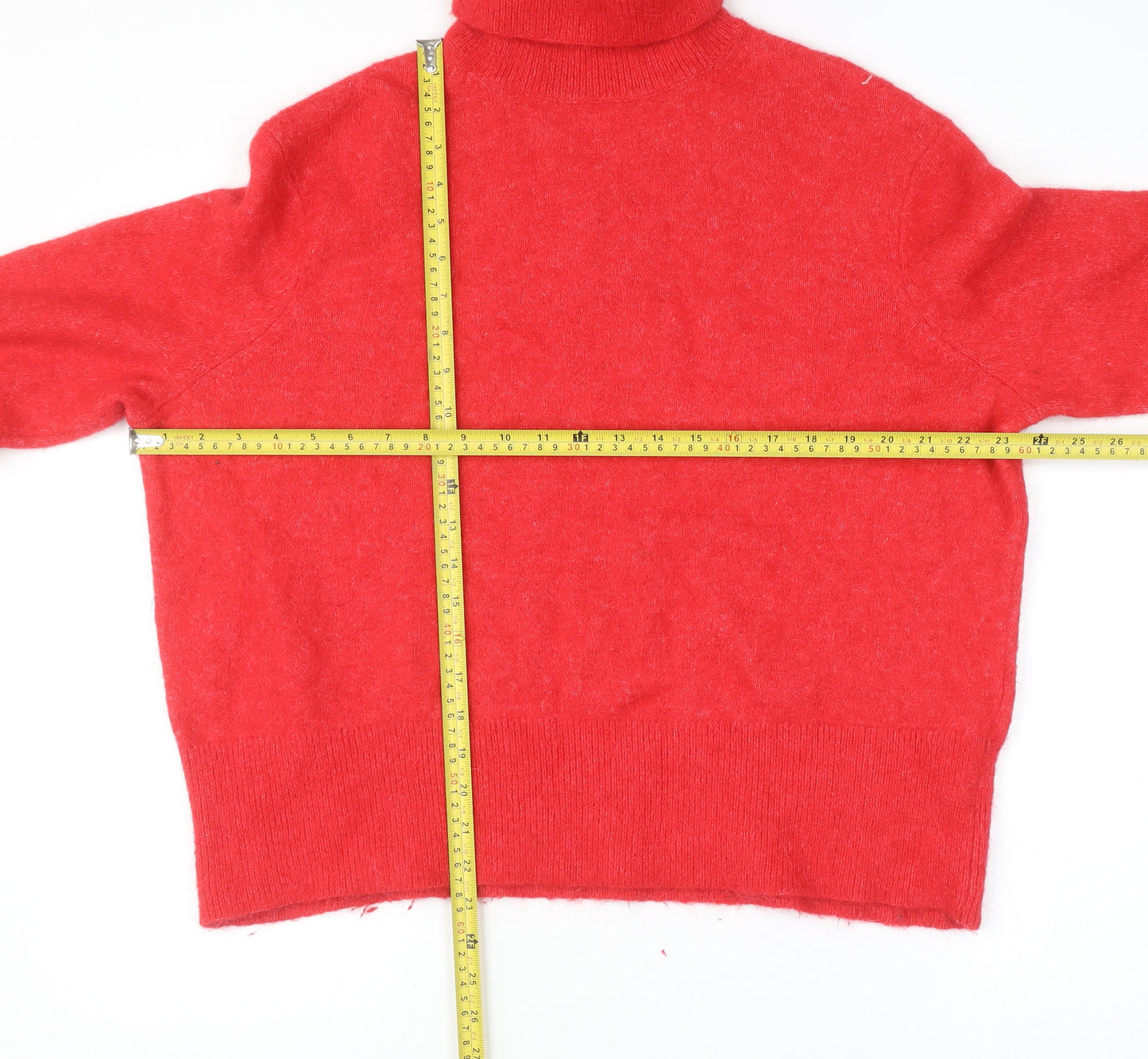 & Other Stories Women's Red Alpaca Wool Roll Neck Jumper M