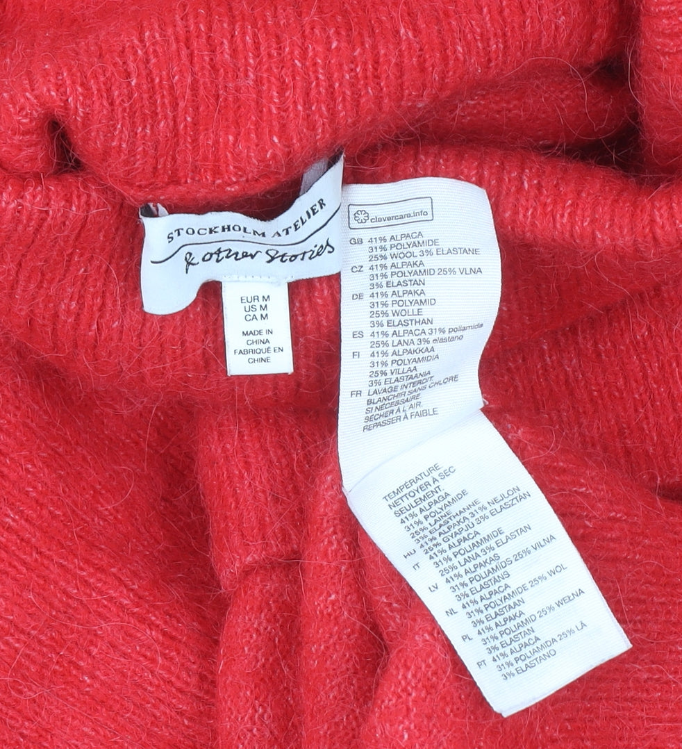 & Other Stories Women's Red Alpaca Wool Roll Neck Jumper M
