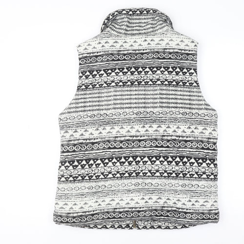River Island Women's Black Aztec Knit Zip Waistcoat Size 14