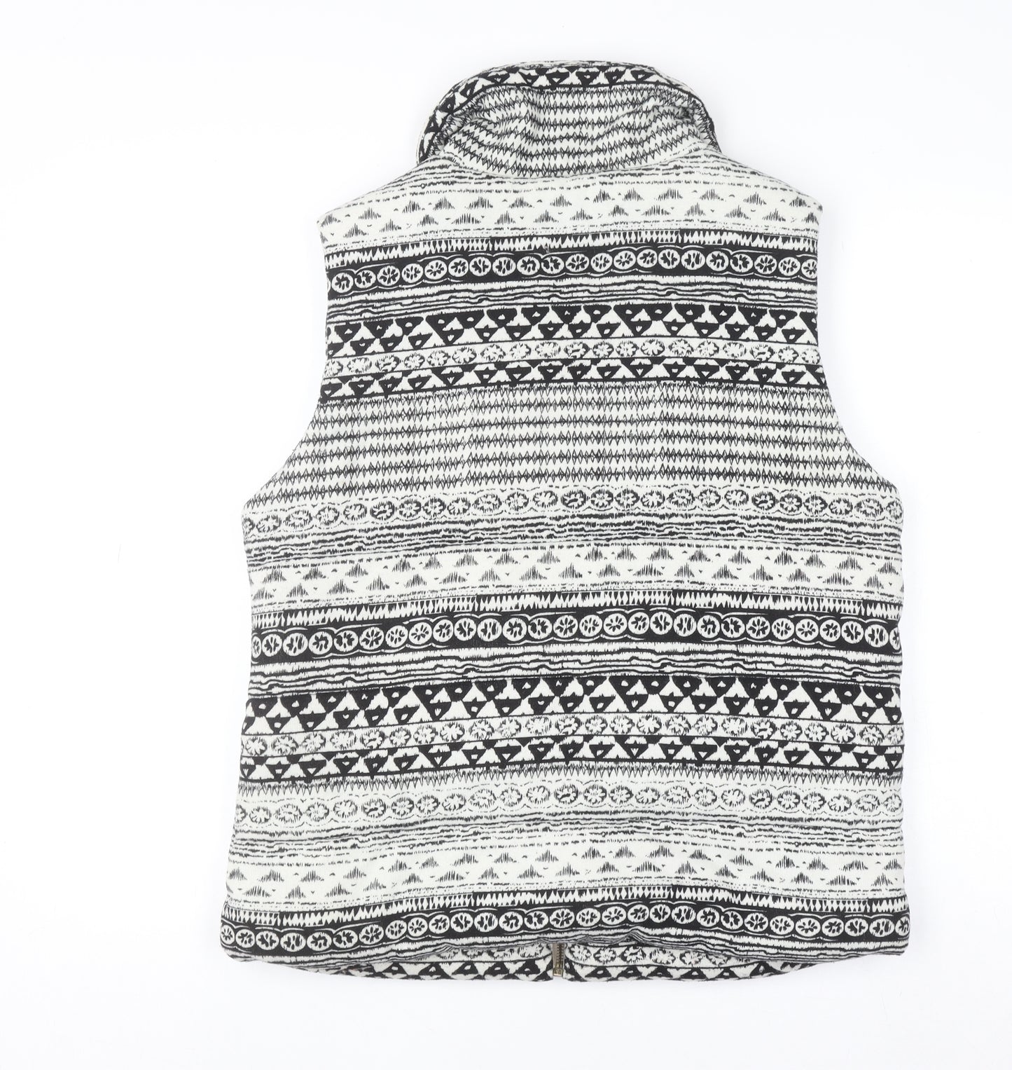 River Island Women's Black Aztec Knit Zip Waistcoat Size 14