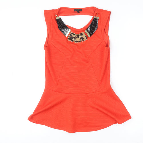 River Island Womens Orange Peplum Sleeveless Blouse Size 8